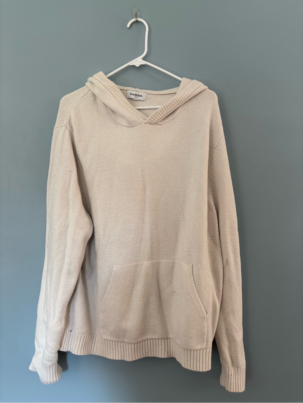 Goodfellow & Co cream-colored hooded pullover sweater